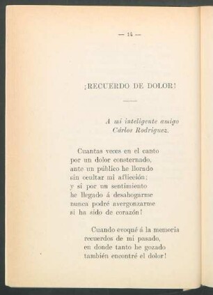 ¡Recuerdo de dolor! : A mi inteligente amigo Cárlos Rodriguez.
