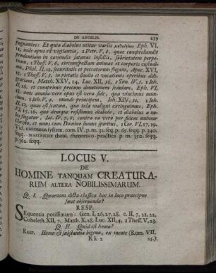 Locus V. De Homine Tanquam Creaturarum Altera Noblissimarum.