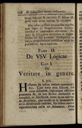 Pars II. De Usu Logicae