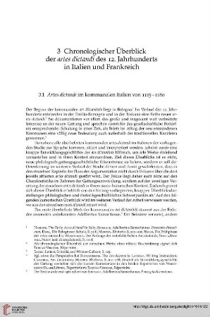 3 Chronologischer Überblick der artes dictandi des 12. Jahrhunderts in Italien und Frankreich