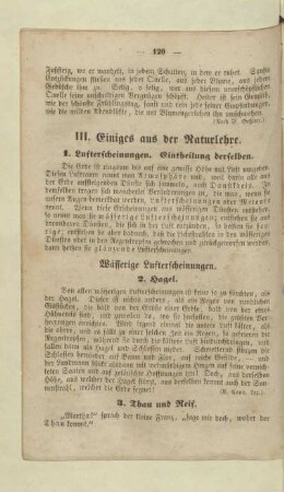 III. Einiges aus der Naturlehre