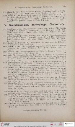 V. Grabdenkmäler. Sarkophage. Grabreliefs (Nr. 1915 - 2017)