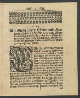 Die Gnade unsers Herren und Heylands Jesu Christi/ [...]