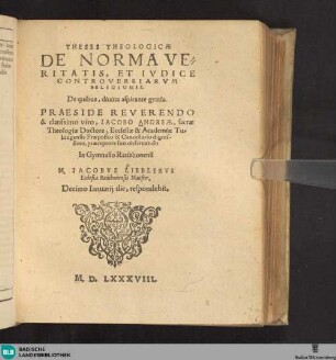 Theses theologicae de norma veritatis et iudice controversiarum religionis
