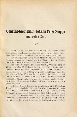 General-Lieutenant Johann Peter Stoppa und seine Zeit