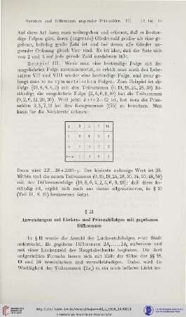 § 21: Anwendungen auf Lücken- und Primzahlfolgen mit gegebenen Differenzen