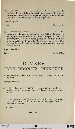 Divers : Jade – Bronzes – Peinture (Nr. 41-48)