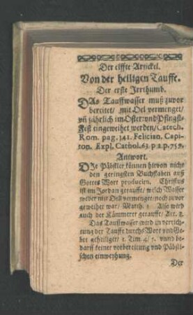 Der elffte Artickel. Von der heiligen Tauffe.