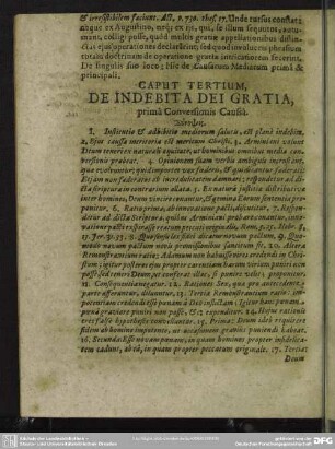 Caput Terium. De Indebita Dei Gratia, prima Conversionis Causa