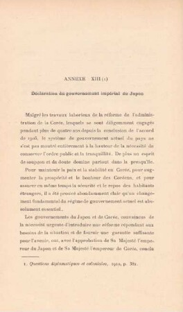 Annexe XIII (I). Déclaration du gouvernement impérial du Japon