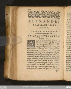 Alexandri Tralliani Liber Nonus, Ioanne Guinterio Andernaco interprete.