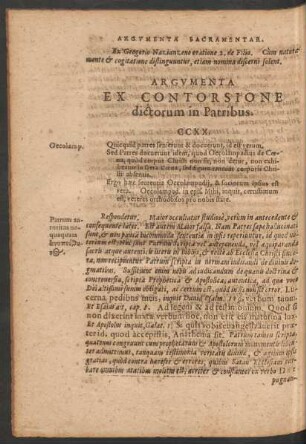 Argumenta Ex Contorsione dictorum in Patribus.