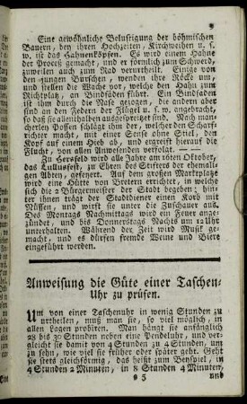Anweisung die Güte einer Taschen-Uhr zu prüfen.