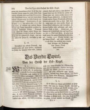 Das Vierdte Capitel, Von der Grösse der Erd-Kugel.