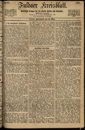 Erste Ausgabe vom Samstag, den 26. Mai 1883.