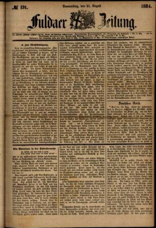 Ausgabe vom Donnerstag, den 21. August 1884.