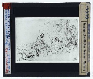 Rembrandt, Tobias und der Engel am Ufer (Zeichnung Lippm. I,183) (Paris Louvre RF 4729)