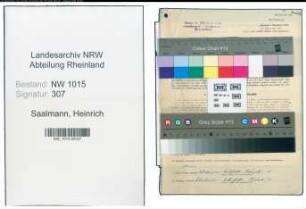 Entnazifizierung Heinrich Saalmann , geb. 15.12.1901 (Werkmeister)
