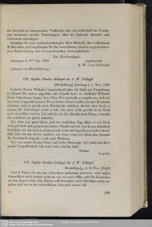 Sophie von Schlegel an August Wilhelm von Schlegel, Heidelberg, 01.11.1818