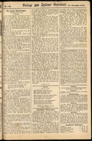 Zweite Ausgabe vom Samstag, den 29. November 1879.