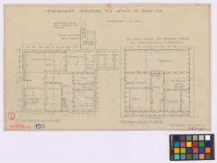 Gutzberg (Landkreis Nürnberg): Fränkisches Bauernhaus (erbaut 1605). Haupthaus (Grundriss des Erdgeschosses, Grundriss des Obergeschosses)