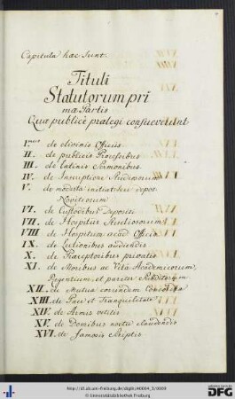 [fol. 4] Tituli statuorum primae partis