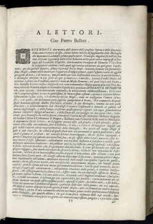 A Lettori. Gio: Pietro Bellori.