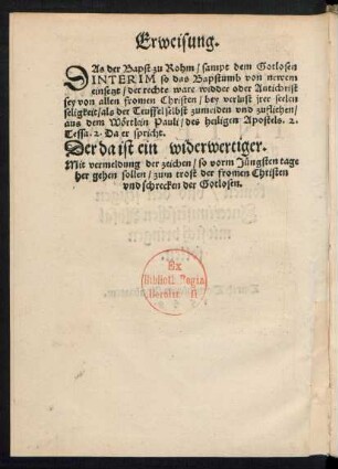 Erweisung.