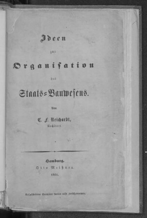 Ideen zur Organisation des Staats-Bauwesens