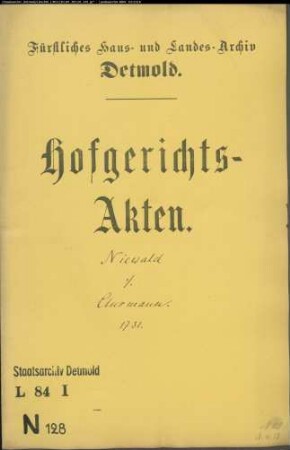 Niewald, Kord Simon gegen Hans Hermann Clusmann - Brautschatz