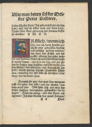 Wie man beten sol fur Meister Peter Balbirer.