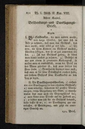 Achtes Kapitel. Beschenkungs- und Danksagungs-Briefe.