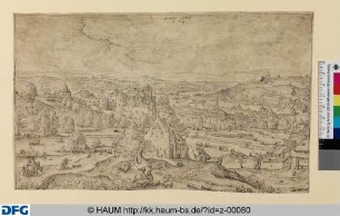 Landschaft mit Stadt an einem Fluss