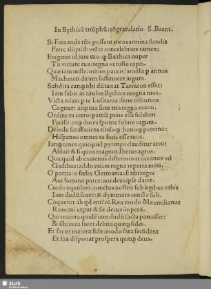 In Baethicum triumphum: congratulatio