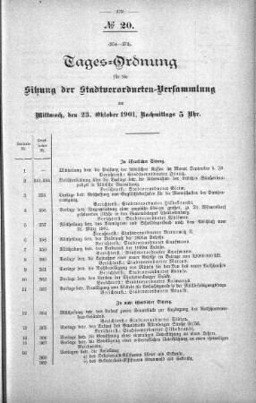 Tages-Ordnung, 23. Oktober 1901