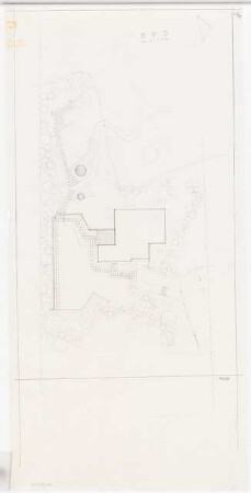 Grünflächen an der Wohnanlage des SFB Am Rupenhorn 4, Berlin-Westend: Haus A: Lageplan mit Gartenplan und Plattenwegen 1:100