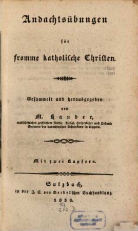 Andachtsübungen für fromme katholische Christen