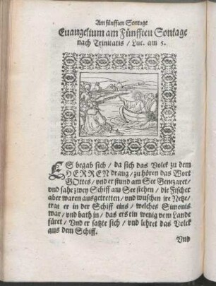 Euangelium am Fünfften Sontage nach Trinitatis/ Luc. am 5.