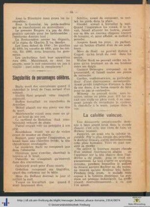 Singularités de personnages célèbres.