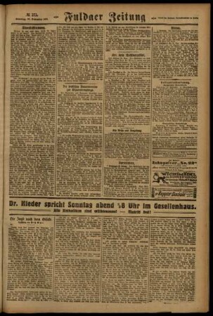 Zweite Ausgabe vom Samstag, den 26. November 1921.