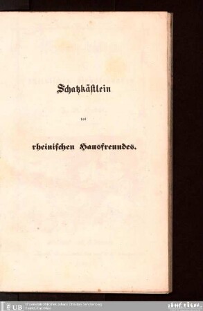Schatz-kästlein des rheinischen Hausfreundes