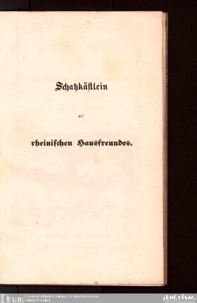 Schatz-kästlein des rheinischen Hausfreundes