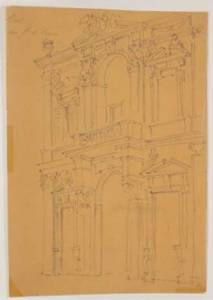 Vor der Porta del Popolo in Rom [aus einem Konvolut von 107 Blatt Architekturstudien und Skizzen einer Italienreise]