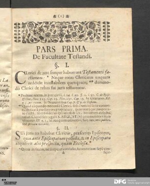 Pars Prima. De Facultate Testandi.
