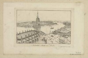 Blick in nordöstliche Richtung vom Schlossturm Dresden, Stich, zwischen 1837 und 1840 : Nordöstliche Ansicht von Dresden / C. Beichling. - Dresden : E. Pietzsch , [ab 1837]. - 1 Ansicht : Stich ; Bildgr. 15 x 9 cm