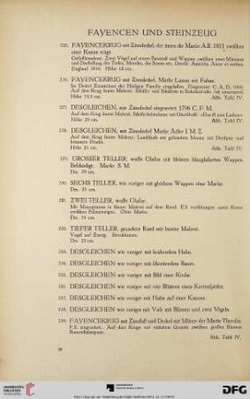 Fayencen und Steinzeug (Nr. 225-266)