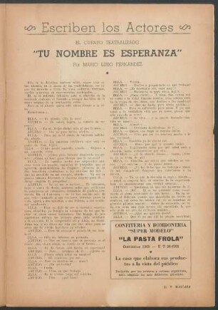 Escriben los Actores : El cuento teatralizado - "Tu nombre es Esperanza"