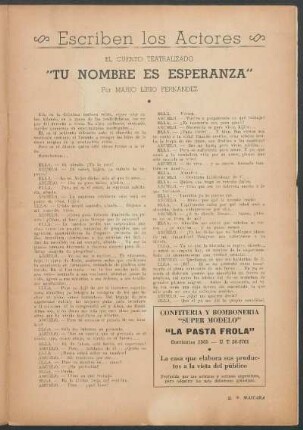 Escriben los Actores : El cuento teatralizado - "Tu nombre es Esperanza"