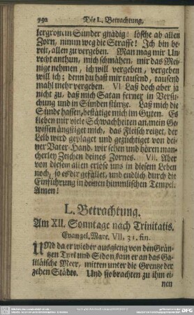 L. Betrachtung. Am XII. Sonntage nach Trinitais. Evangel. Marc. VII, 31. fin.