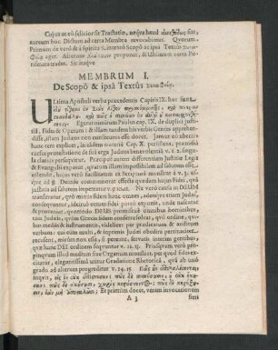 Membrum I. De Scopo & ipsa Textus ...